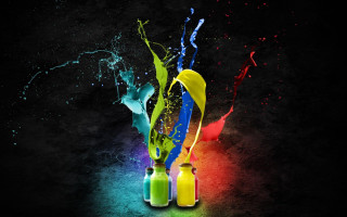Paint splash bottles colorful night - a rainbow of colors free wallpaper
