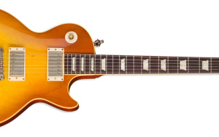 Yellow electric guitar white background - electric free wallpaper