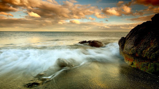 Rock wave beach sunset cloudy - anthony s waters free wallpaper