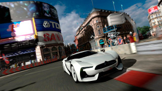 White sports car tokyo cityscape - traffic free wallpaper
