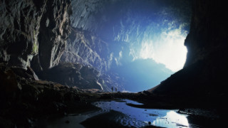 Cave water clouds person light - a sky free wallpaper for desktop