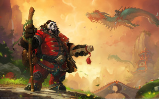 Panda red outfit sword dragon - a red outfit holding free wallpaper for desktop