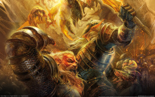 Knight dragon demon fire battle - a painting of a knight free wallpaper