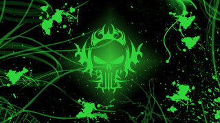 Green skull black background paint - face and neck free wallpaper
