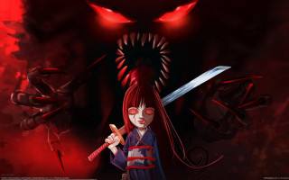 Girl sword demon bloody glow - a bloody face free wallpaper