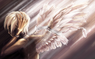 Angel wings blonde woman chains - a chain free wallpaper