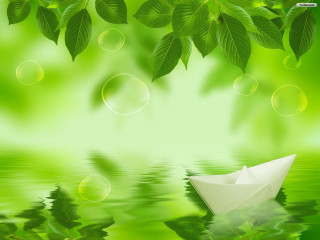 Paper boat lake leaves water - a paper free wallpaper for desktop