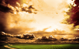 Green field dirt road cloudy 2 - a dirt road free wallpaper
