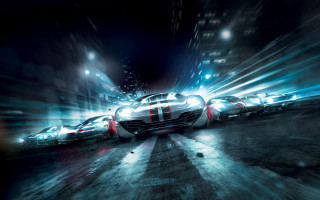 Car night street lights traffic - motion blur free wallpaper