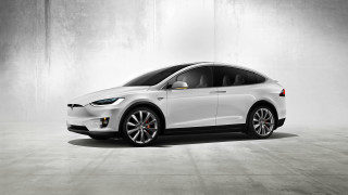 White tesla electric car concrete - electric free wallpaper