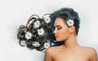Woman flower hair bun digital - a bun free wallpaper for desktop
