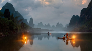 Lake mountains night fire embers - photograph free wallpaper