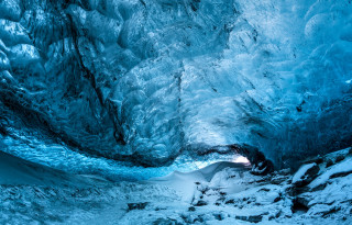 Ice cave light tunnel snow - artur grottger free wallpaper