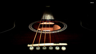 Guitar frets strings closeup dark - fluxus free wallpaper