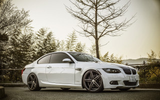 White car fence trees sky 2 - a fence and trees free wallpaper