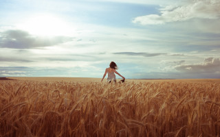 Woman wheat field dog sky - brooke shaden free wallpaper for desktop