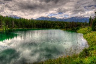 Lake forest mountains clouds foreground - anthony s waters free wallpaper