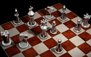 Silver chessboard raytraced precisionism black - a chess board free wallpaper for desktop