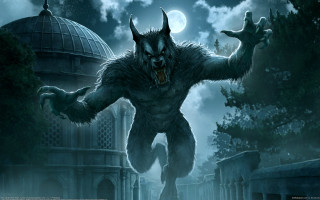 Demonic moonlit cemetery gothic matte - a demonic looking creature free wallpaper