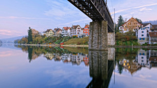 Heidelberg bridge river houses boat - house free wallpaper