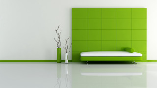 Green wall white bed vases - a plant in the corner free wallpaper