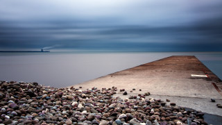 Pier boat rocks water land - a long pier free wallpaper