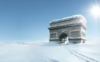 Tower snowy roof beach ocean - paris school free wallpaper