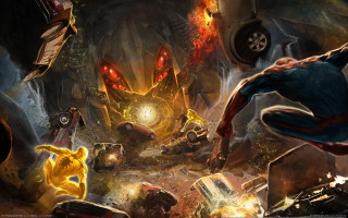 Man suit cave robot glowing - a giant robot free wallpaper