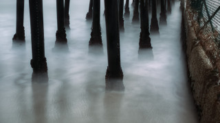 Pier fence bird cloud mountain 2 - the fence free wallpaper