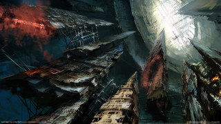 Futuristic city ship building space - a futuristic city free wallpaper