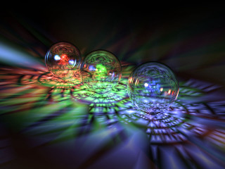 Glass balls holographic raytraced planet - a colorful pattern free wallpaper for desktop