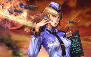 Woman uniform cellphone writing space - league of legends concept art free wallpaper for desktop