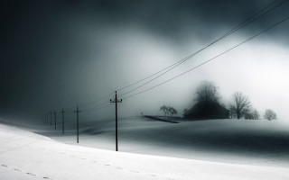 Snowy landscape power lines hill - a hill free wallpaper