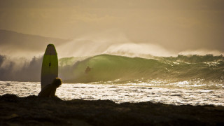 Beach person surfboard waves cloudy - a surfboard free wallpaper for desktop