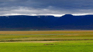 Horse grazing mountains water sunset - landscape free wallpaper