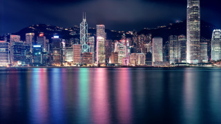 City skyline night water reflection 8 - bright free wallpaper for desktop