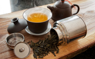 Tea pot cup wooden table - cao zhibai free wallpaper