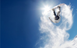 Snowboard jump sky sun stars - hill free wallpaper