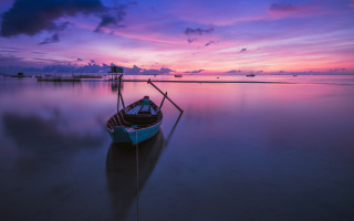 Boat water sunset dock purple - a boat free wallpaper for desktop
