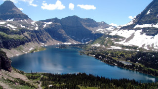 Mountain lake snowy mountains forests 2 - a mountain lake free wallpaper