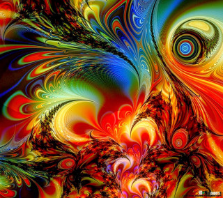 Colorful abstract painting spiral design - psychedelic free wallpaper for tablet