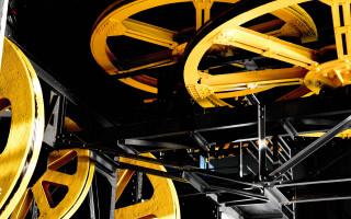 Clock yellow wheels mechanical puzzle - face and a clock free wallpaper