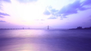 Bridge purple sunset ocean horizon - bholekar srihari free wallpaper for desktop