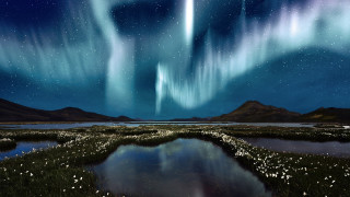 Lake sky stars space art - photo free wallpaper