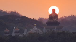 Buddha sunset mountain pagodas fullmoon - dai xi free wallpaper for desktop