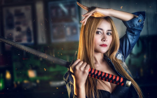 Woman knife fire cosplay artgerm - cosplay free wallpaper for desktop