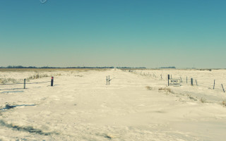 Snowy field fence fire hydrant - matte painting free wallpaper