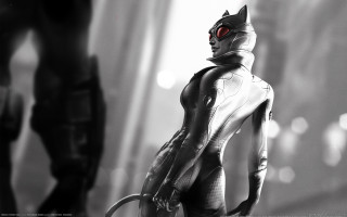 Catwoman futuristic suit red eye - a black helmet free wallpaper