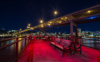 Bridge city night fireworks starry - ambient light free wallpaper for desktop