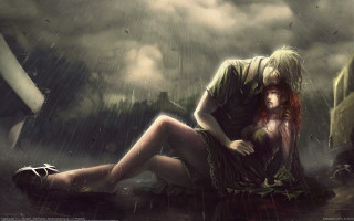 Man woman rain umbrella gothic - free rain wallpaper for desktop